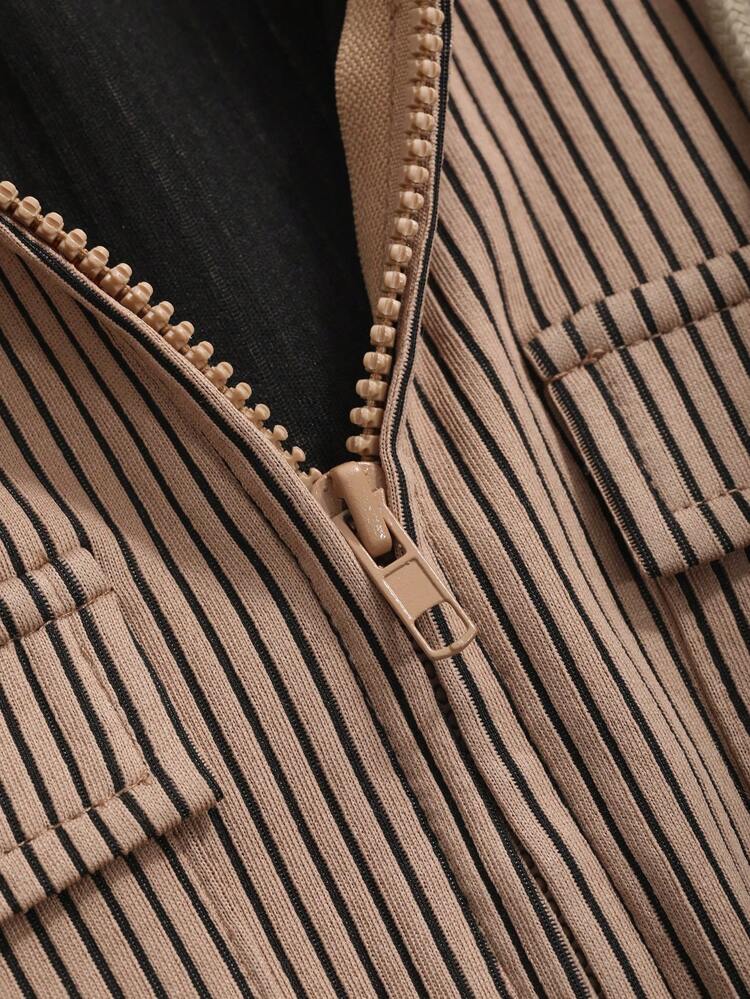 Women's Color Block Striped Drawstring Hooded Cropped T-Shirt Summer,Fall Clothes Long Sleeve Women Tops