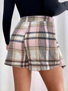 SHEIN Privé Của phụ nữ Hoa văn kẻ sọc Xếp li Váy quần - Hồng - Xem 2