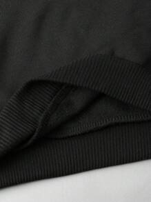 INAWLY Plus Size Hooded Sweatshirt With Letter Print And Drawstring Graduation,Back To School,Teacher Pullover Fall Winter Autumn - Black - View 9