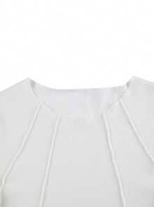 INAWLY Của phụ nữ Tay áo dài Áo thun Với Để lộ ra Đường may - trắng - Xem 6