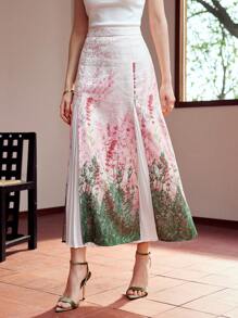 MOTF PREMIUM PLANTS PRINT PLEATED PANEL SKIRT - Multicolor - View 8