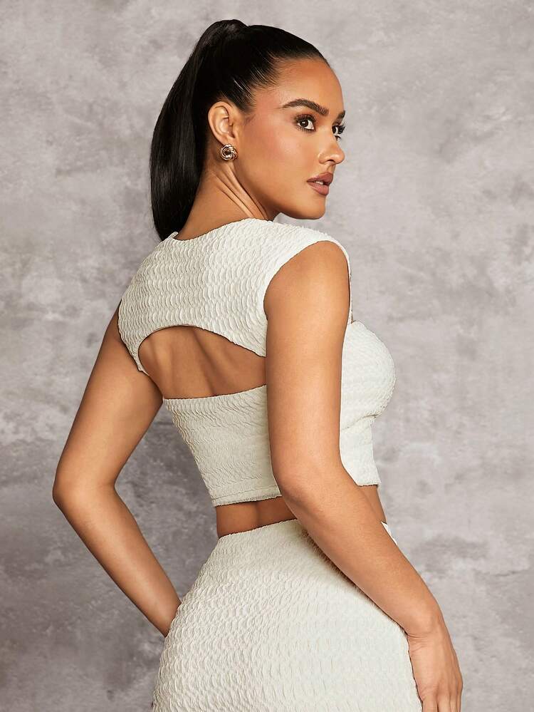 Spring And Summer Holiday Texture Pleated Love Collar Sexy Hollow Women's T-Shirt Tank Top