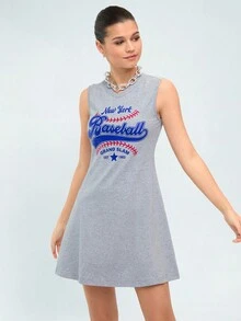 Forever 21 Sports Game-Inspired Casual Sleeveless Dress For Women - Grey - View 5