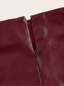 GlowEve Solid Color Pleated Back Zipper Slit Skirt Burgundy Maxi Women Outfit