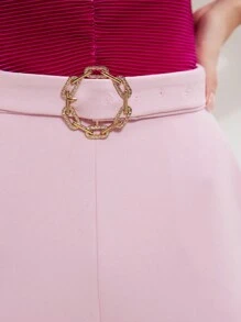 MOTF PREMIUM TWO TONE BUCKLE BELTED TUBE JUMPSUIT - White - View 7