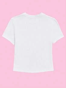 SHEIN EZwear Ladies' Lemon Print Short Sleeve T-Shirt - White - View 2