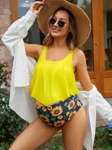 SHEIN Sommer Schwangerschafts-Asymmetrischer Saum ärmelloser Cami Tankini