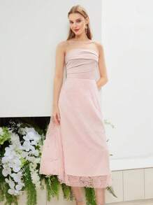 MOTF PREMIUM 有質感網紗邊褶皺管身裙 - 粉色 - 查看 5