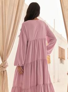 Mulvari 女式v領挖洞袖蓬蓬裙連衣裙 - 粉色 - 查看 7