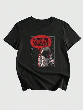 Eduely تي شيرت رائد فضاء طباعة