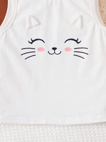 SHEIN 3pcs/Set Cute Cartoon Pattern Sleeveless Top For Baby Girls, Versatile Outfit - Multicolor - View 3