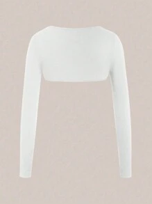 SHEIN Unity Solid Color Ultra Short Sleeve Top Y2K  - White - View 2