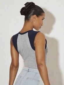SHEIN BASICS 雙色短款背心 - 淺灰色 - 查看 2
