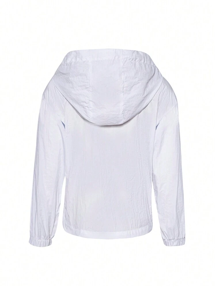 Tween Boy Outdoor Lightweight White And Blue Colorblock Sun Protection Hooded Sport Jacket