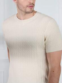 Manfinity Homme Men's Round Neck Short Sleeve Knitted Top - Beige - View 7