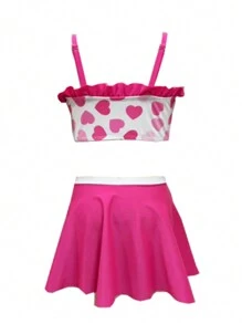 Bộ bikini in hình trái tim & kỳ lân trẻ trung đi biển mùa hè - Nhiều màu - Xem 2