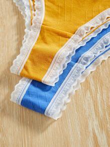 7pcs/Set Lace Patchwork Triangle Panties With Bowknot Decoration - Multicolor - View 4