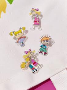 Nick 90s | SHEIN 4 件装亚克力卡通图案别针胸针套装 - 彩色 - 查看 6