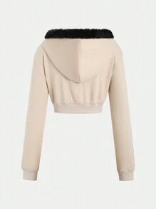 Flirla Sudadera Corta Con Capucha Para Mujer Con Cremallera Frontal