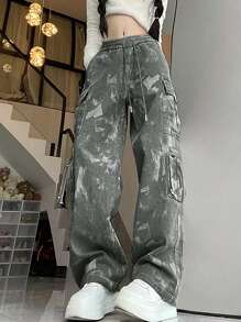 Quần Cargo thường ngày rộng rãi nhiều túi cho nữ - màu đen - Xem 1