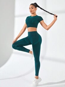 Yoga Basic Seamless High-Elastic Sports Suit - Multicolor - View 4