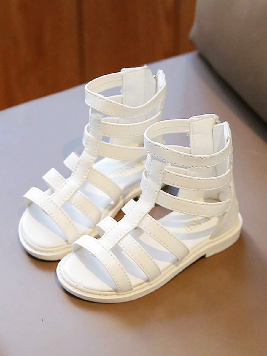 Nuevos Sandalias de niña, sandalias romanas de moda para niños, sandalias de punta abierta de princesa de altura para niñas con diseño único para niños en edad escolar - Beis - Ver 1