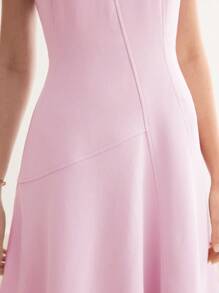 MOTF PREMIUM Chất rắn Dây kéo phía sau Váy xòe - Hồng - Xem 3