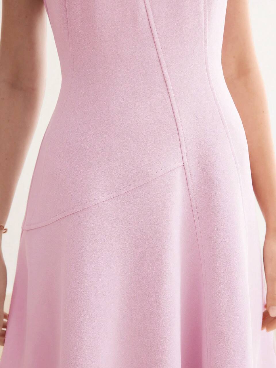 SOLID ZIPPER BACK FLARE DRESS,SUMMER OUTFITS