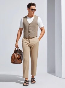 Manfinity VCAY Men's Woven Casual Suit Vest - Multicolor - View 6