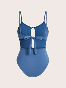 SHEIN Swim Women's Solid Color Hollow Out One Piece Swimwear Summer
