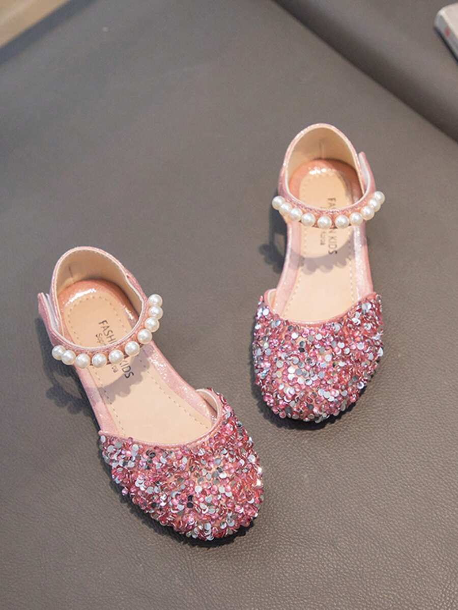 Children's Flat Shoes With Rhinestone Decoration, Princess Shoes - Pink - View 1
