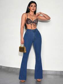 SHEIN SXY Slim Fit Flared Denim Jeans
