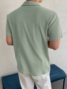 DAZY Camisa Polo De Verano Para Hombre Con Bolsillo En El Pecho Y Botones En Colores Sólidos