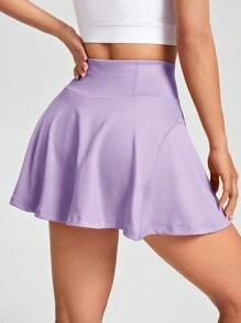 SHEIN EZwear Purple Sporty Knit Skirt - Lilac Purple - View 2
