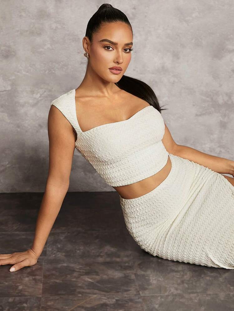 Spring And Summer Holiday Texture Pleated Love Collar Sexy Hollow Women's T-Shirt Tank Top