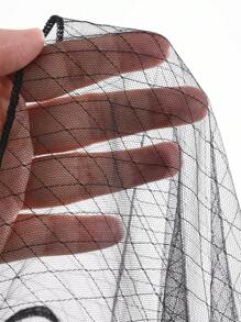 DAZY 女式网眼长袖透明上衣外出上衣节日夏季返校服装 - 黑色 - 查看 7