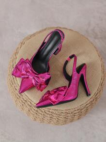 Giày cao gót mũi nhọn thắt nơ cho nữ, thiết kế thanh lịch và gợi cảm, thích hợp cho các bữa tiệc và những dịp trang trọng, ngày lễ tình nhân - Màu Hồng Tươi - Xem 7