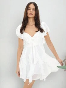 Enchnt Summer Women's Ruffle Off Shoulder Dress - White - View 4