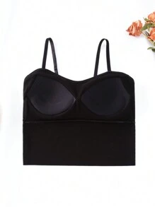 Women'S Four Seasons Basic Camisole Top With Built-In Bra - Black - View 7