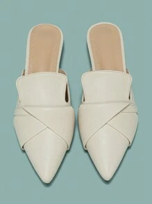 2025 Otoño Cómodas y versátiles mulas con tacón para mujer, zapatos de punta fina suave con cierre deslizante para el verano