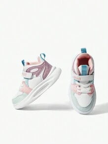JNSQ Girls Hook-and-loop Fastener Lace Up Design Letter Graphic Chunky Shoes For Spring - Multicolor - View 6