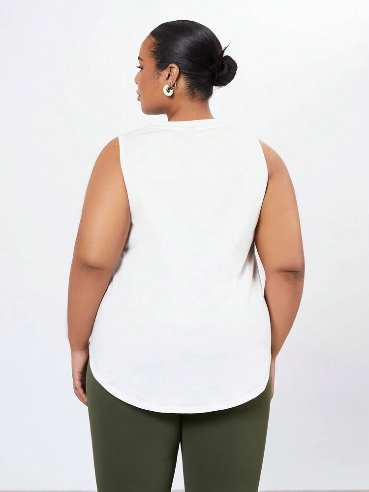 Plus Size Skateboard And Letter Printed Casual Tank Top