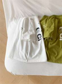 青少年男孩字母印花短袖t恤 - 白色 - 查看 4