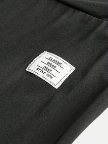 SHEIN Quần dài ống loe xẻ tà dễ thương cho bé gái tuổi teen hàng ngày cạp rộng gấp gấu có gắn nhãn dệt - màu đen - Xem 5