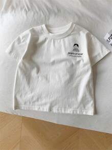 青少年男孩字母印花短袖t恤 - 白色 - 查看 1