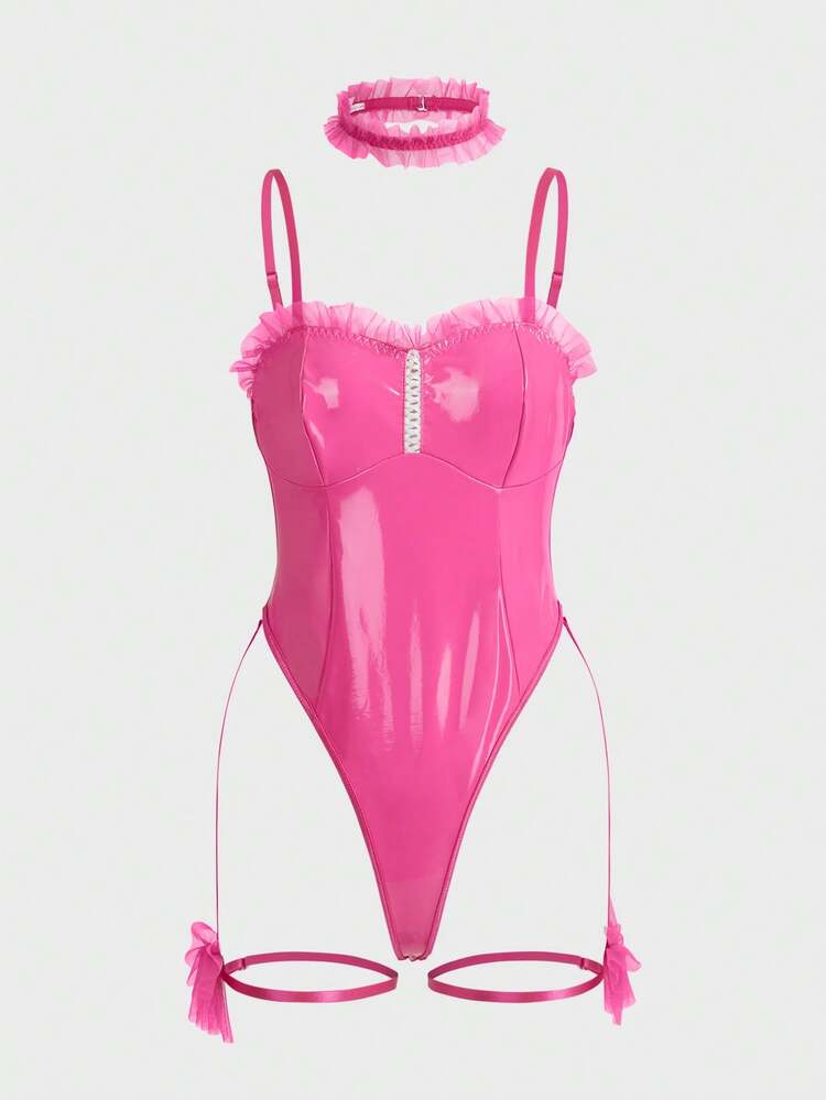 Music Festival Sexy Pu Leather Shapewear Lingerie Set