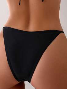 SHEIN Swim Sommer Strand Bikiniunterteil Einfarbig mit Metalldekoration