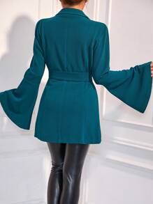Zolique Women's Solid Color Bell Sleeve Blazer - Green - View 2