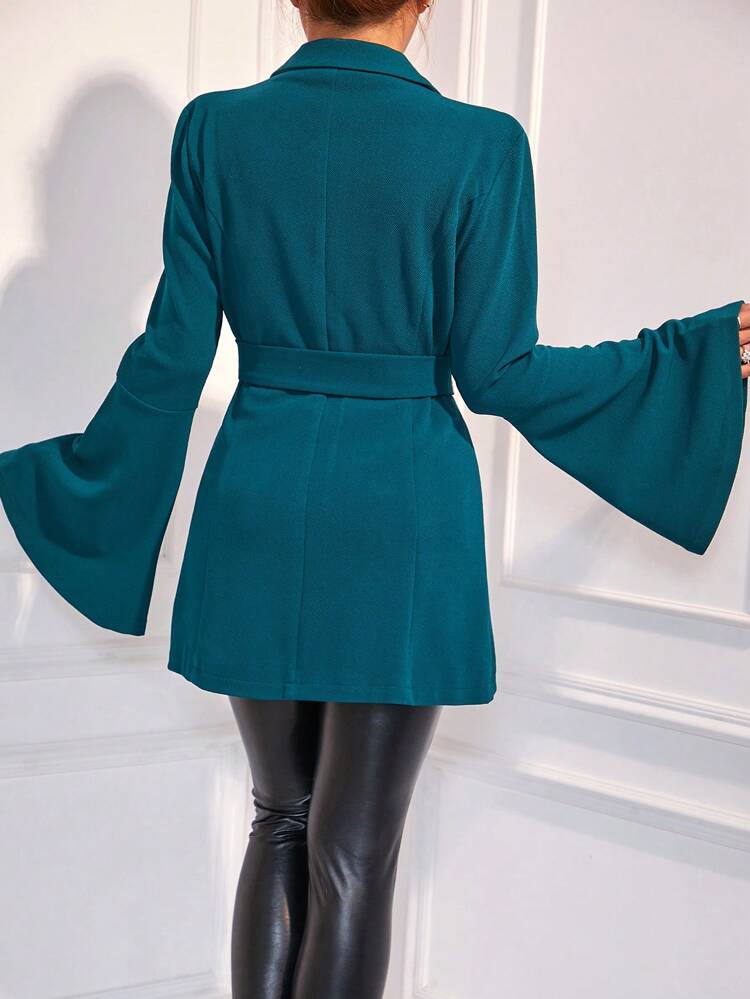 Women's Solid Color Bell Sleeve Blazer