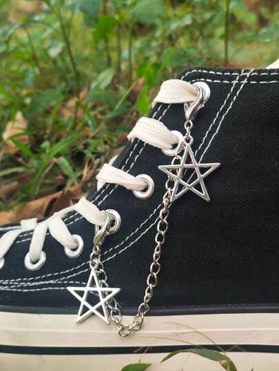 ROMWE Grunge Punk Punk Style Personalized Star Charm Shoe Decoration Fall, Shoes Accessories For Spring Summer Beach Or Daily Wear Women Men Shoes